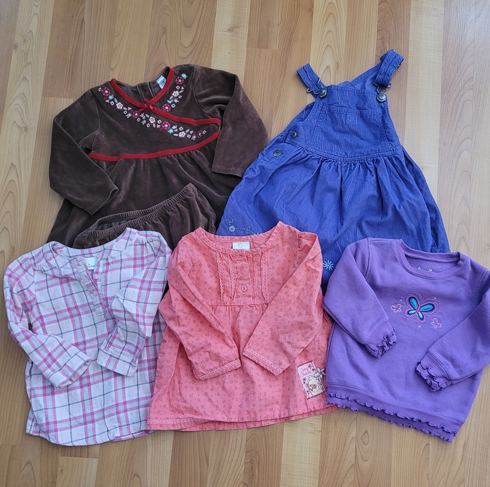 Baby Gap Jumping Beans Baby Girls 18M Clothes Top Sweater Overall Dress Lot Of 5
